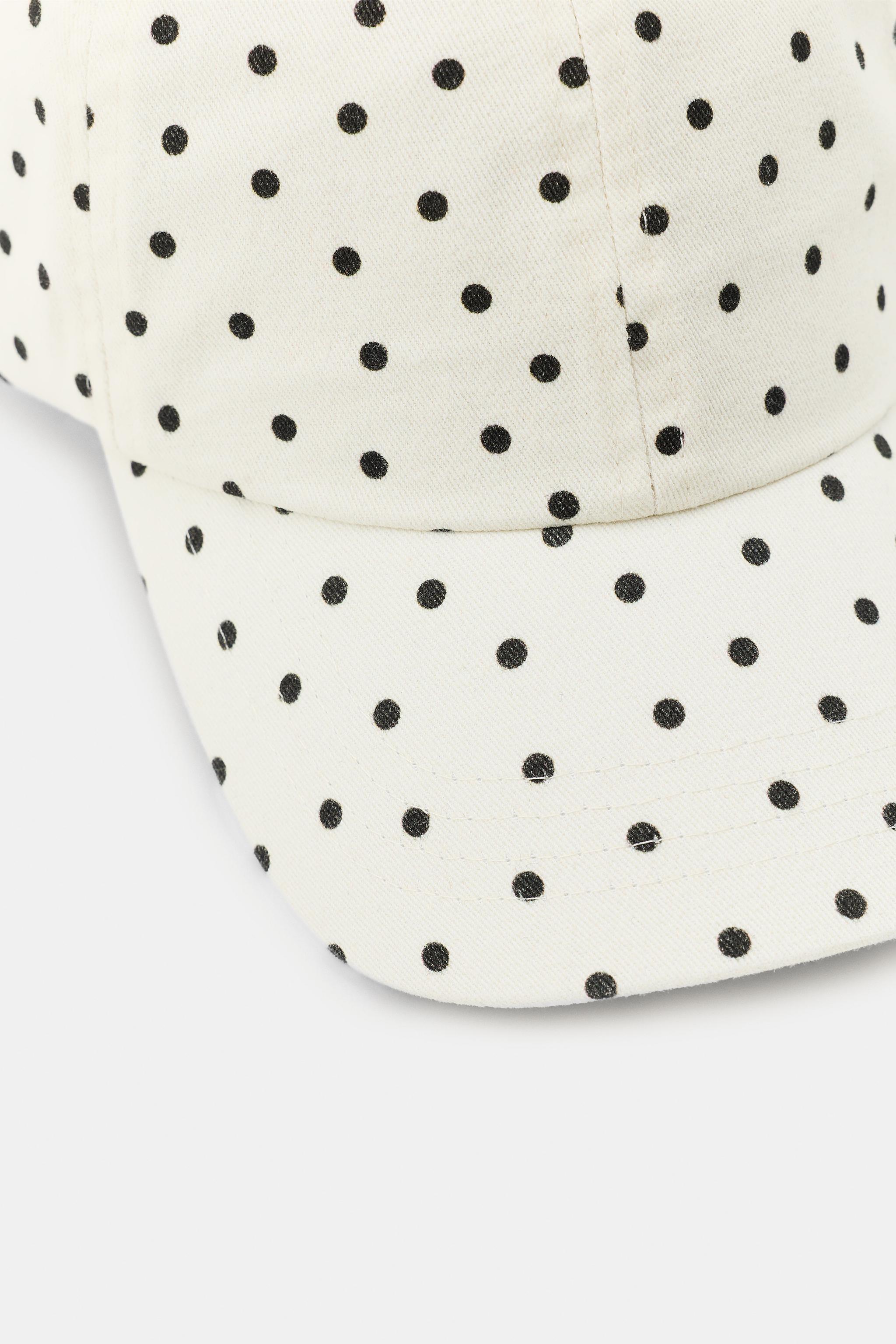 POLKA DOT HEART EMBROIDERED TWILL CAP